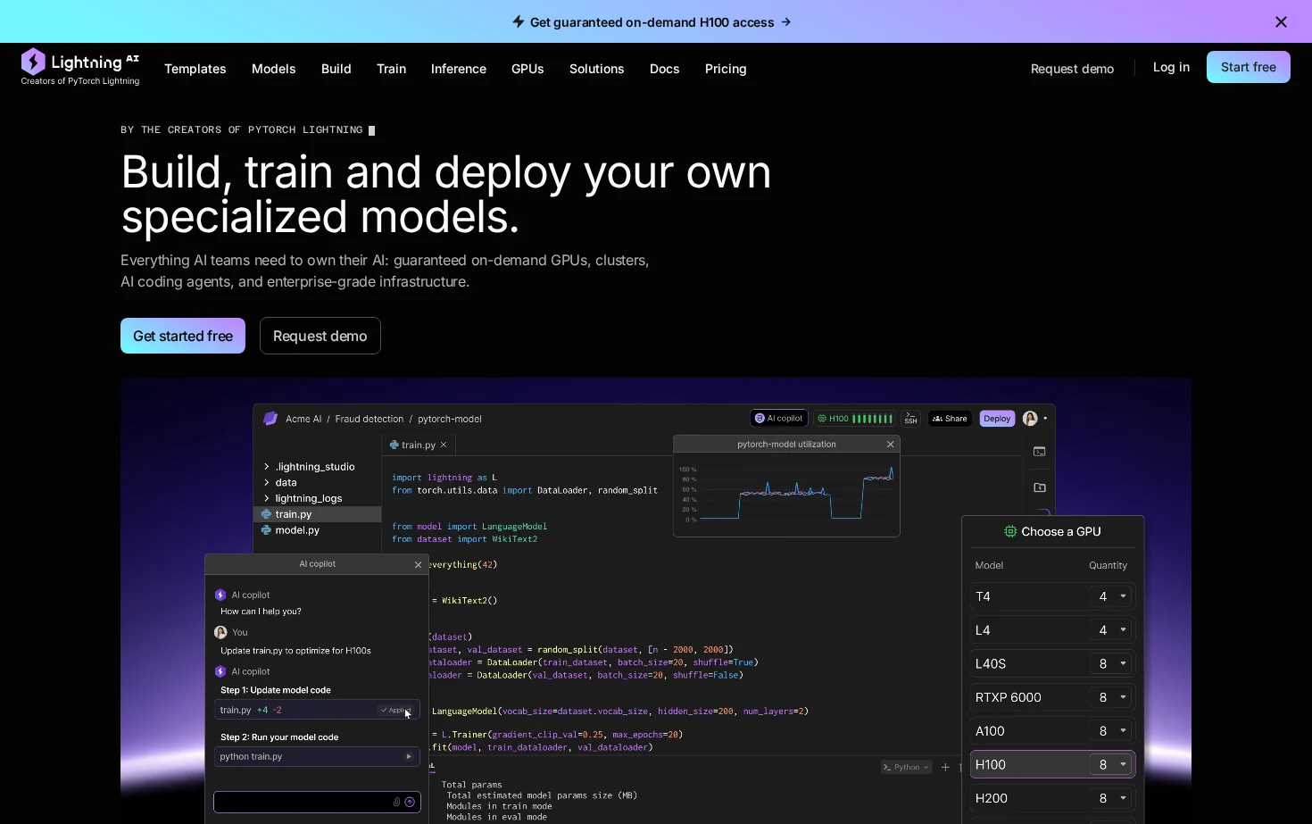 Lightning AI 页面快照